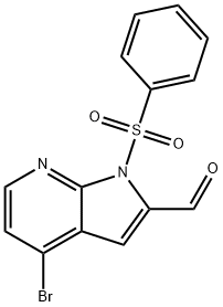 1-(PHENYLSULPHONYL)-4-BROMO-7-AZAINDOLE-2-CARBALDEHYDE 结构式