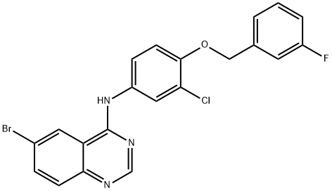 6-溴-N-[3-氯-4-[(3-氟苯基)甲氧基]苯基]喹唑啉-4-胺 结构式