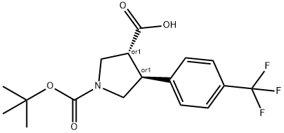 (3S,4R)-1-(tert-butoxycarbonyl)-4-(4-(trifluoromethyl)phenyl)pyrrolidine-3-carboxylic acid 结构式