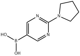 2-四氢吡咯基嘧啶-5-基硼酸 结构式