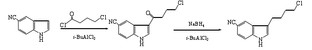 3-(4-氯代丁基)-5-氰基吲哚的合成路线