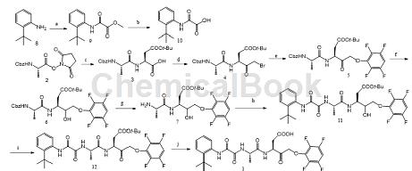 N-[2-(叔丁基)苯基]-2-氧代甘氨酰-N-[(1S)-1-(羧基甲基)-2-氧代-3-(2，3，5，6-四氟苯氧基)丙基]-L-丙氨酰胺的作用