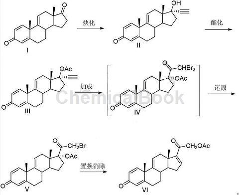 21-羟基孕甾-1,4,9(11),16-四烯-3,20-二酮-21-醋酸酯的制备