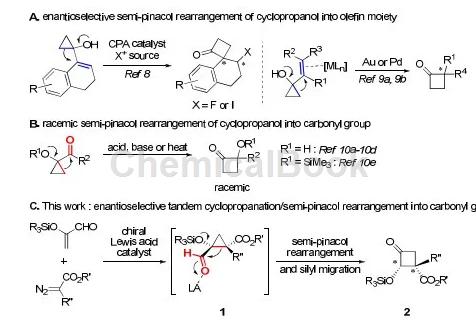 Lewis酸催化串联环丙烷化/半频哪醇重排构建手性环丁酮