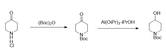 N-Boc-4-羟基哌啶的合成路线