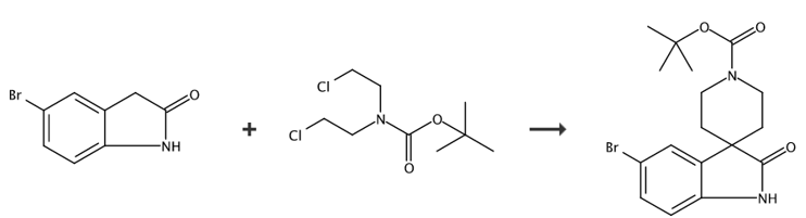 1-BOC-5-溴-1，2-二氢-2-氧代-螺[3H-吲哚-3，4-哌啶]的制备