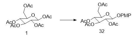 4-甲氧苯基-2，3，4，6-四-O-乙酰基-Β-D-吡喃葡萄糖苷的制备和应用