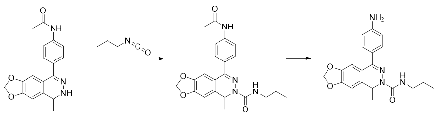 8-(4-氨基苯基)-5-甲基-N-丙基-1,3-二氧杂环戊烯并[4,5-G]酞嗪-6(5H)-甲酰胺的制备