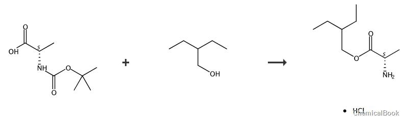 2-乙基丁基-L-丙氨酸酯盐酸盐的合成路线