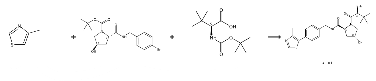 (2S,4R)-1-((S)-2-氨基-3,3-二甲基丁酰基)-4-羟基-N-(4-(4-甲基噻唑-5-基)苄基)吡咯烷-2-甲酰胺盐酸盐的制备