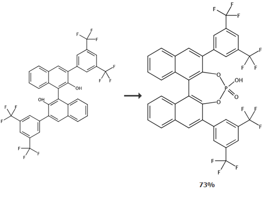  (R)-3,3'-双(3,5-双三氟甲氧基苯基)-1,1'-联-(2-萘酚)磷酸酯的合成路线