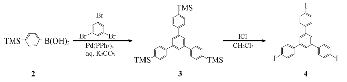1,3,5-三(4-碘苯基)苯的制备和应用