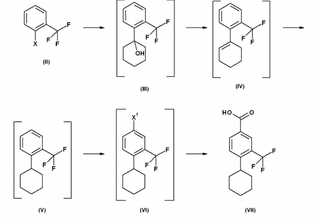 4-环己基-3-三氟甲基苯甲酸的制备