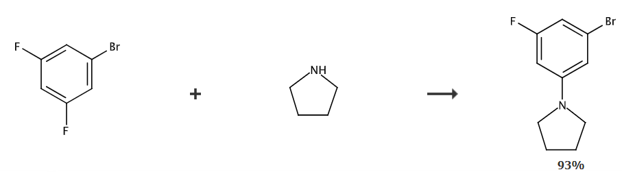 1-溴-3-氟-5-吡咯烷苯的制备和应用