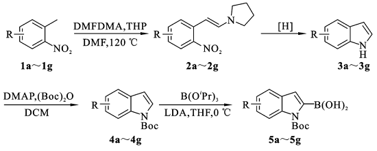 1-Boc-吲哚-2-硼酸的合成