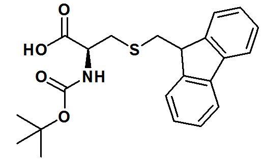 N-α-叔丁氧羰基-S-(9-芴甲基)-D-半胱氨酸,N-(tert-butoxycarbonyl)-S-(9H-fluoren-9-ylmethyl)-D-cysteine