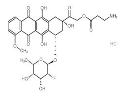 [2-[(2S,4S)-4-[(2R,3R,4R,5S,6S)-3-fluoro-4,5-dihydroxy-6-methyloxan-2-yl]oxy-2,5,12-trihydroxy-7-methoxy-6,11-dioxo-3,4-dihydro-1H-tetracen-2-yl]-2-oxoethyl] 3-aminopropanoate,hydrochloride