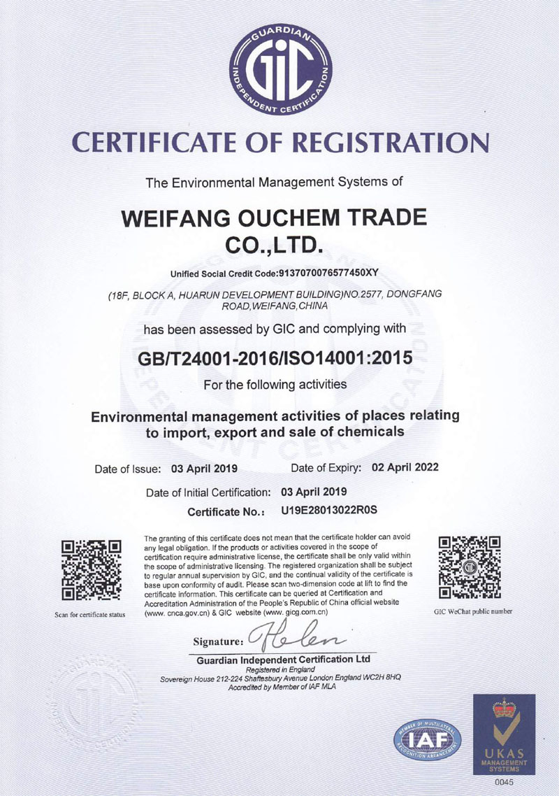 Certificate of accreditation