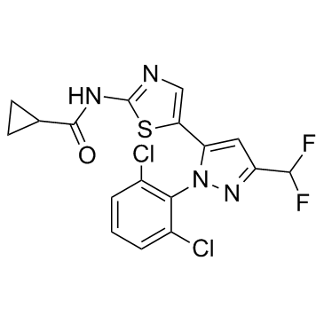 Mitoquinone mesylateN-{5-[1-(2,6-Dichlorophenyl)-3-(difluoromethyl)-1H-pyrazol-5-yl]- 1,3-thiazol-2-yl}-2-methylpropanamide