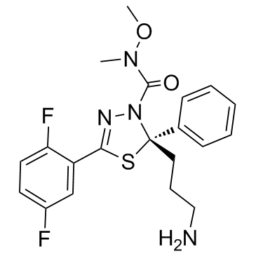 	(2S)-2-(3-aminopropyl)-5-(2,5-difluorophenyl)-N-methoxy-N-methyl-2-phenyl-1,3,4-thiadiazole-3-carboxamide