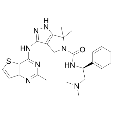 N-[(1S)-2-(dimethylamino)-1-phenylethyl]-6,6-dimethyl-3-[(2-methylthieno[3,2-d]pyrimidin-4-yl)amino]-1,4-dihydropyrrolo[3,4-c]pyrazole-5-carboxamide