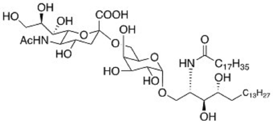 aNeu5Ac2,6-b-D-Galactopyranosyl-1,1’-N-hexacosanoyl-2’-hexacosamide-4’-octadecene-1’,3’-diol                  Synonym:?Neu5Aca2,6-β-GalCer