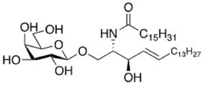 b-D-Galactopyranosyl-1,1’-N-Hexadecanoyl-2’-Hexadecanamide-4’-octadecene-1’,3’-diol                  Synonym:?β-GalCer