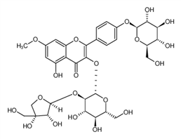3-o-β-D-apiofuranosyl(1-2)-β-D-glucopyranosyl rhamnocitrin 4'-o-β-D-glucopyranoside