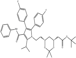 tert-butyl 2-((4R,6R)-6-(2-(2,3-bis(4-fluorophenyl)-5-isopropyl- 4-(phenylcarbamoyl)-1H-pyrrol-1-yl)ethyl)-2,2-dimethyl-1,3- dioxan-4-yl)acetate