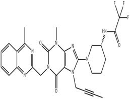 (R)-N-(1-(7-(but-2-yn-1-yl)-3-methyl-1-((4-methylquinazolin-2-yl)methyl)-2,6-dioxo-2,3,6,7-tetrahydro-1H-purin-8-yl)piperidin-3-yl)-2,2,2-trifluoroace