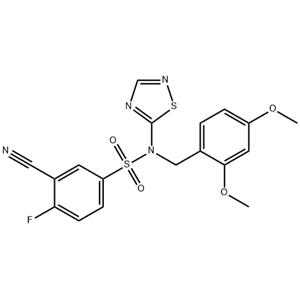 3-cyano-N-(2,4-dimethoxybenzyl)-4-fluoro-N-(1,2,4-thiadiazol-5-yl)benzenesulfonamide