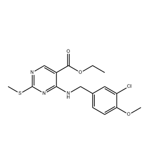 5-Pyrimidinecarboxylicacid, 4-[[(3-chloro-4-methoxyphenyl)methyl]amino]-2-(methylthio)-, ethyl ester