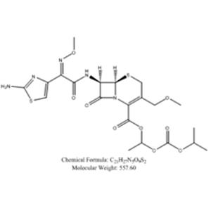 (1 RS )-1-[(1-Methylethoxy)carbonyloxy]ethyl (6 R ,7 R )-7-[( Z )-2-(2-aminothiazol-4-yl)-2-(methoxyimino)acetylamino]-3-methoxymethyl-8-oxo-5-thia-1-azabicyclo[4.2.0]oct-2-ene-2-carboxylate