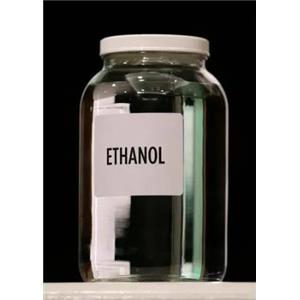 Anhydrous, clear liquid ethanol
