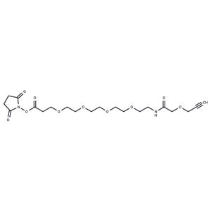 Propargyl-O-C1-amido-PEG4-C2-NHS ester