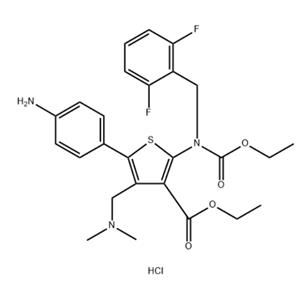 3-Thiophenecarboxylic acid, 5-(4-aminophenyl)-2-[[(2,6-difluorophenyl)methyl](ethoxycarbonyl)amino]-4-[(dimethylamino)methyl]-, ethyl ester, hydrochloride