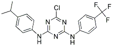N2-(4-ISOPROPYLPHENYL)-N4-[4-(TRIFLUOROMETHYL)PHENYL]-6-CHLORO-1,3,5-TRIAZINE-2,4-DIAMINE 结构式