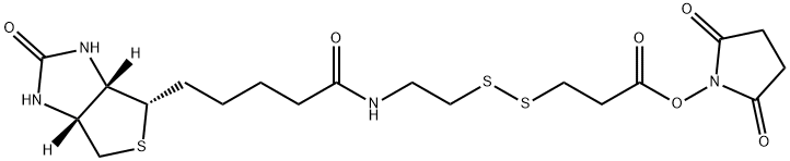 2-[生物素氨基]乙基-1,3-二硫基丙酸磺基琥珀酰亚胺酯 结构式