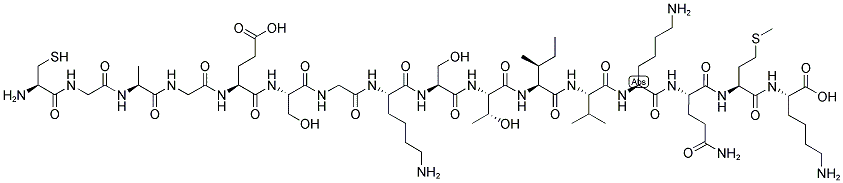 CYS-GLY-ALA-GLY-GLU-SER-GLY-LYS-SER-THR-ILE-VAL-LYS-GLN-MET-LYS: CGAGESGKSTIVKQMK 结构式
