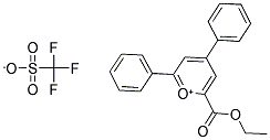 ETHYL 4,6-DIPHENYLPYRYLIUMTRIFLUOROMETHANE-SULFONATE-2-CARBOXYLATE 结构式