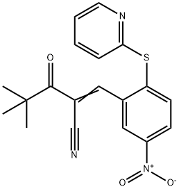 2-(2,2-DIMETHYLPROPANOYL)-3-(5-NITRO-2-(2-PYRIDYLTHIO)PHENYL)PROP-2-ENENITRILE 结构式