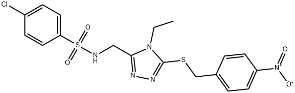 4-Chloro-N-((4-ethyl-5-[(4-nitrobenzyl)sulfanyl]-4H-1,2,4-triazol-3-yl)methyl)benzenesulfonamide 结构式