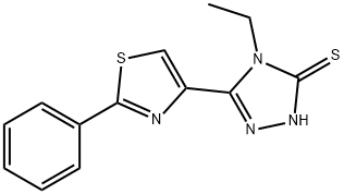 4-Ethyl-5-(2-phenyl-1,3-thiazol-4-yl)-4H-1,2,4-triazol-3-ylhydrosulfide 结构式