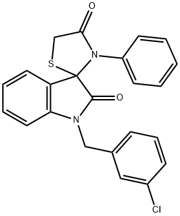 1-(3-CHLOROBENZYL)-3'PHENYLSPIRO(2,3-DIHYDRO-1H-INDOLE-3,2'-THIAZOLIDINE)-2,4'-DIONE 结构式
