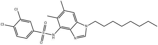 3,4-DICHLORO-N-(5,6-DIMETHYL-1-OCTYL-1H-1,3-BENZIMIDAZOL-4-YL)BENZENESULFONAMIDE 结构式