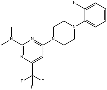 4-[4-(2-FLUOROPHENYL)PIPERAZINO]-N,N-DIMETHYL-6-(TRIFLUOROMETHYL)-2-PYRIMIDINAMINE 结构式