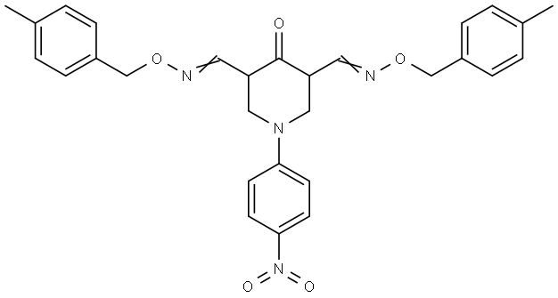 1-(4-Nitrophenyl)-4-oxo-3,5-piperidinedicarbaldehyde bis[O-(4-methylbenzyl)oxime] 结构式