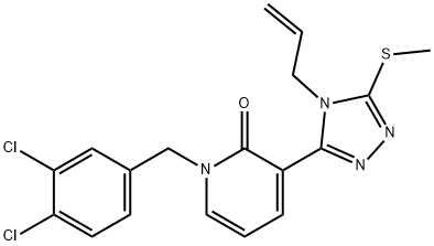 3-[4-ALLYL-5-(METHYLSULFANYL)-4H-1,2,4-TRIAZOL-3-YL]-1-(3,4-DICHLOROBENZYL)-2(1H)-PYRIDINONE 结构式