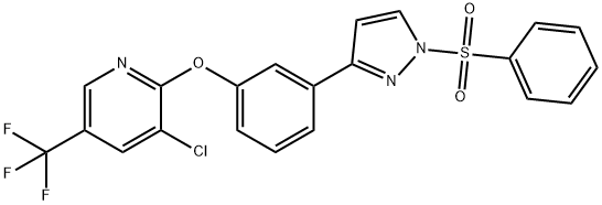 3-Chloro-2-(3-[1-(phenylsulfonyl)-1H-pyrazol-3-yl]phenoxy)-5-(trifluoromethyl)pyridine 结构式