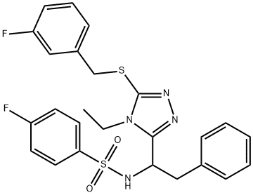 N-(1-(4-ETHYL-5-[(3-FLUOROBENZYL)SULFANYL]-4H-1,2,4-TRIAZOL-3-YL)-2-PHENYLETHYL)-4-FLUOROBENZENESULFONAMIDE 结构式